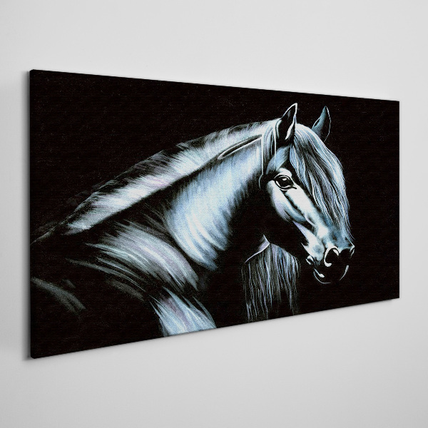 A dark horse in the glow of light Canvas Wall art