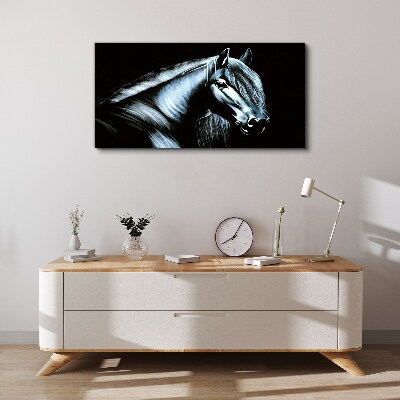 A dark horse in the glow of light Canvas Wall art