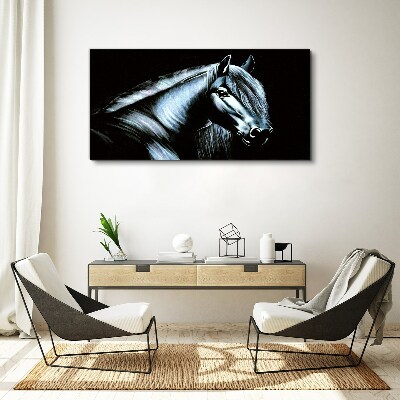 A dark horse in the glow of light Canvas Wall art