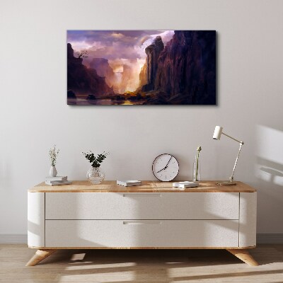 Abstraction mountains clouds Canvas Wall art