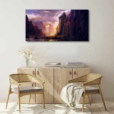 Abstraction mountains clouds Canvas Wall art