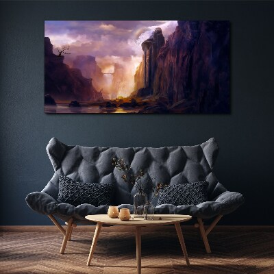 Abstraction mountains clouds Canvas Wall art