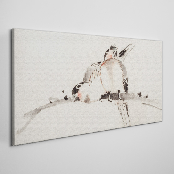 Love birds on a branch Canvas Wall art
