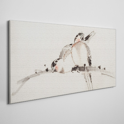 Love birds on a branch Canvas Wall art