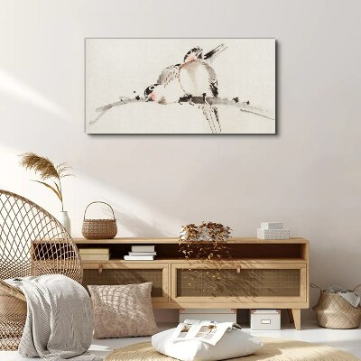 Love birds on a branch Canvas Wall art