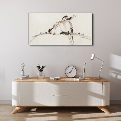 Love birds on a branch Canvas Wall art