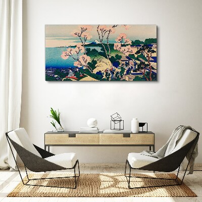 Spring landscape with Mount Fuji Canvas Wall art