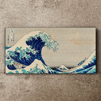 Sea storm waves boats Canvas Wall art