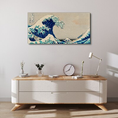 Sea storm waves boats Canvas Wall art