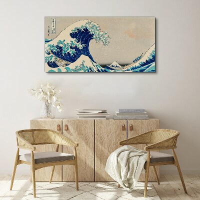 Sea storm waves boats Canvas Wall art