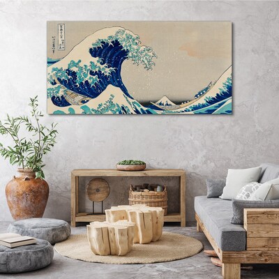 Sea storm waves boats Canvas Wall art