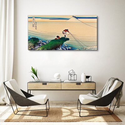 Fishermen by the Shore Canvas Wall art