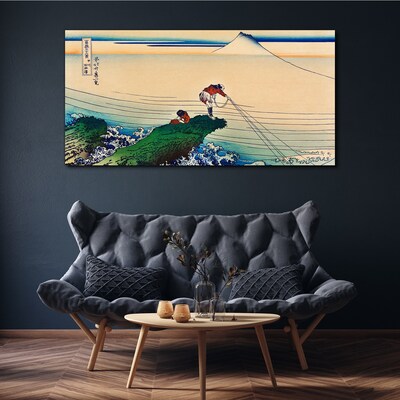 Fishermen by the Shore Canvas Wall art