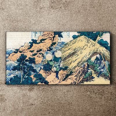 Abstraction asia cottages samurai Canvas Wall art