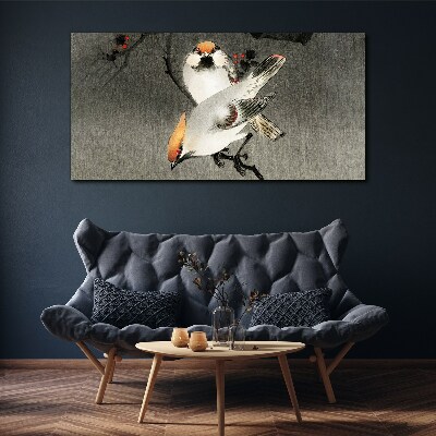 Animals birds asia branch Canvas Wall art