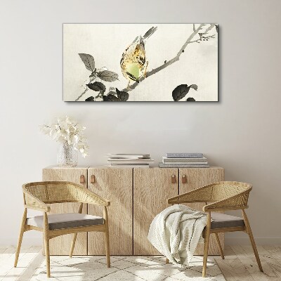 Golden bird on a branch Canvas Wall art