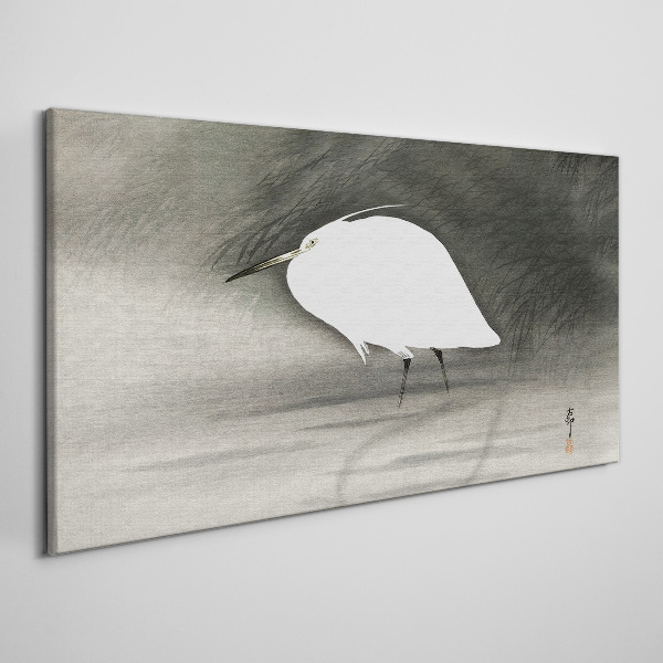 White heron in the fog Canvas Wall art