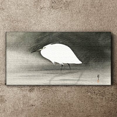White heron in the fog Canvas Wall art