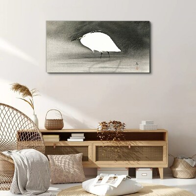 White heron in the fog Canvas Wall art