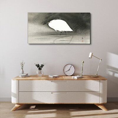 White heron in the fog Canvas Wall art