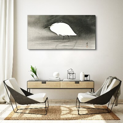 White heron in the fog Canvas Wall art