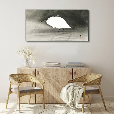 White heron in the fog Canvas Wall art