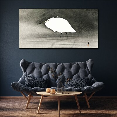 White heron in the fog Canvas Wall art