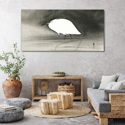 White heron in the fog Canvas Wall art