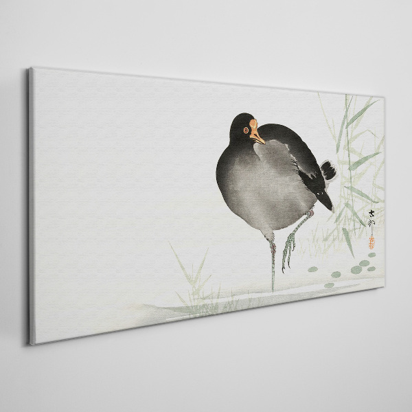 Bird on the grass background Canvas Wall art