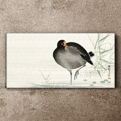 Bird on the grass background Canvas Wall art