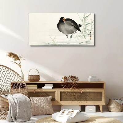 Bird on the grass background Canvas Wall art