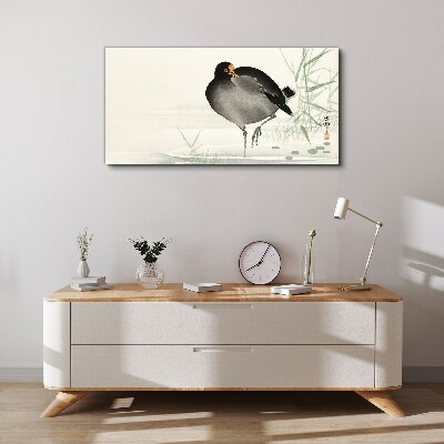 Bird on the grass background Canvas Wall art