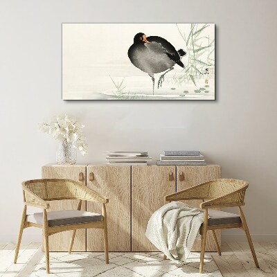 Bird on the grass background Canvas Wall art