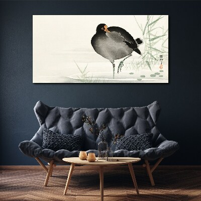 Bird on the grass background Canvas Wall art