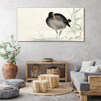 Bird on the grass background Canvas Wall art