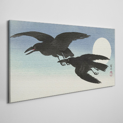 Black crows in flight Canvas Wall art