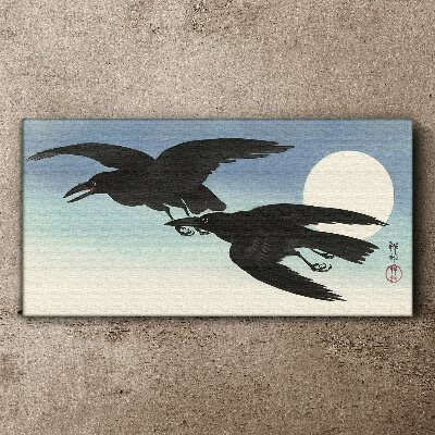 Black crows in flight Canvas Wall art