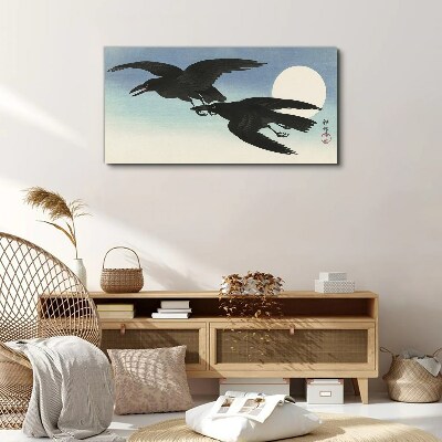 Black crows in flight Canvas Wall art