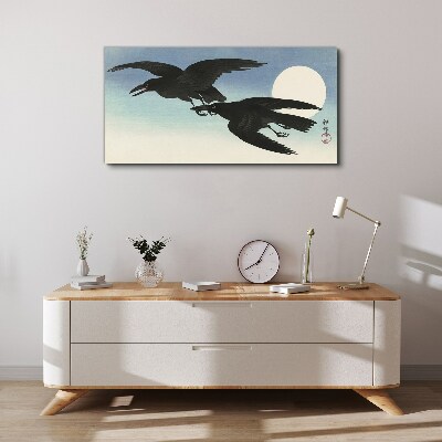 Black crows in flight Canvas Wall art