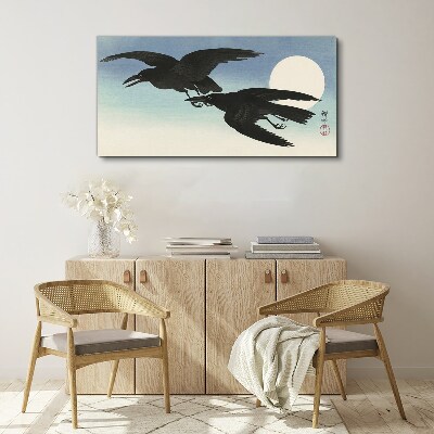Black crows in flight Canvas Wall art