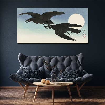 Black crows in flight Canvas Wall art