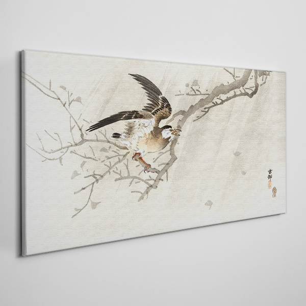 Bird on a branch Canvas Wall art