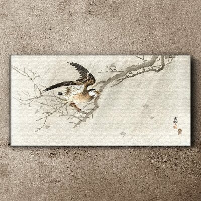 Bird on a branch Canvas Wall art