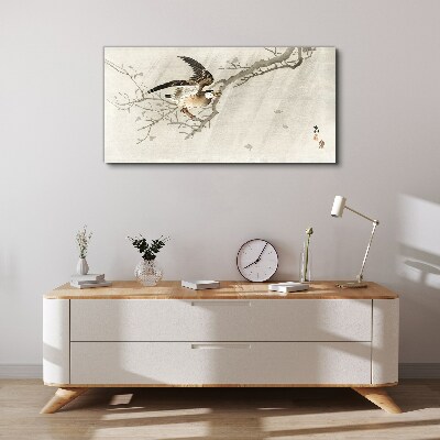 Bird on a branch Canvas Wall art
