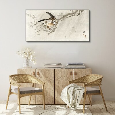 Bird on a branch Canvas Wall art
