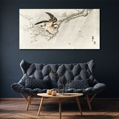 Bird on a branch Canvas Wall art
