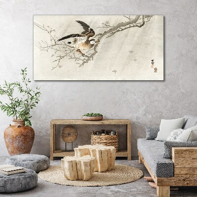 Bird on a branch Canvas Wall art
