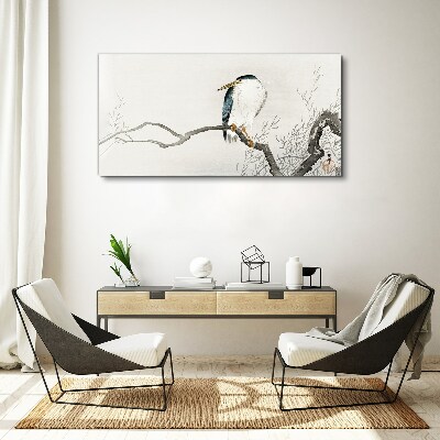 A bird on a branch in a delicate landscape Canvas Wall art