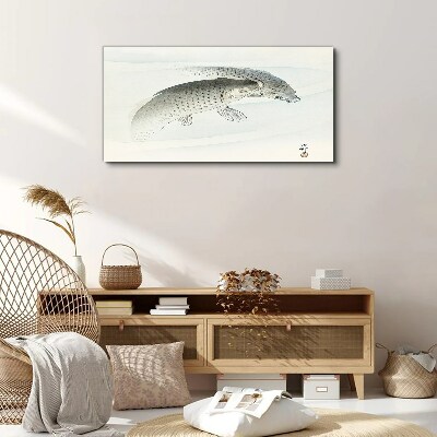 Fish dances in the calm water Canvas Wall art