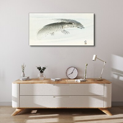Fish dances in the calm water Canvas Wall art